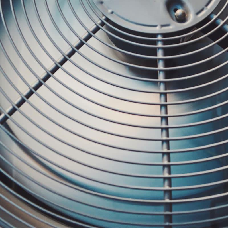 Close-up of an HVAC condenser coil